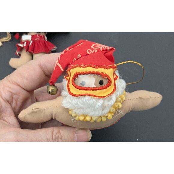 Lot Of 8 Hawaiian Island Hula Tiki Surf Santa Christmas Ornaments Cloth - Picture 6 of 9